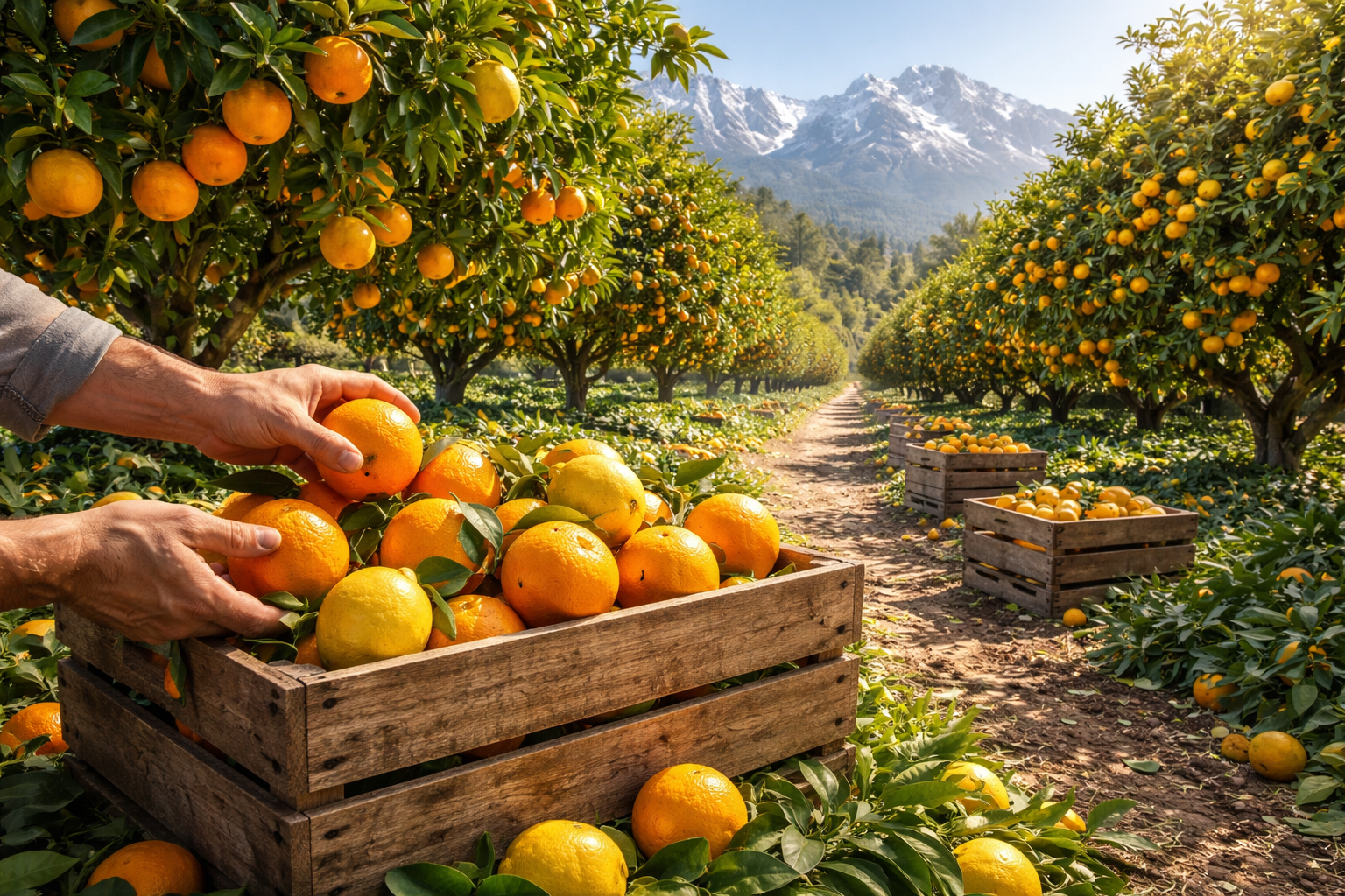 Akdeniz narenciye bahcelerinden taze portakal, limon ve mandalina meyveleri
