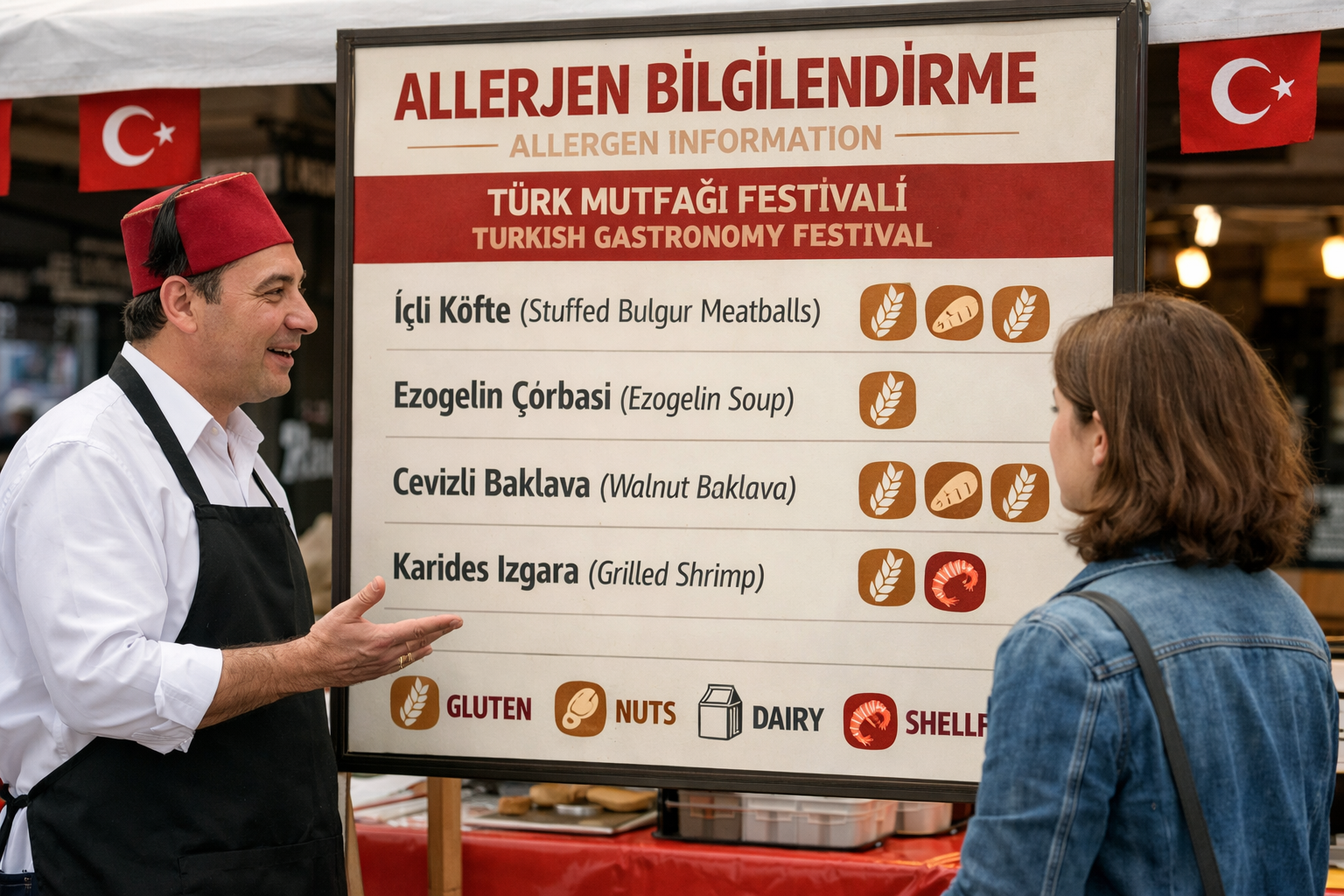 Gastronomi festivallerinde alerjen farkindaligi ve bilgilendirme panolari