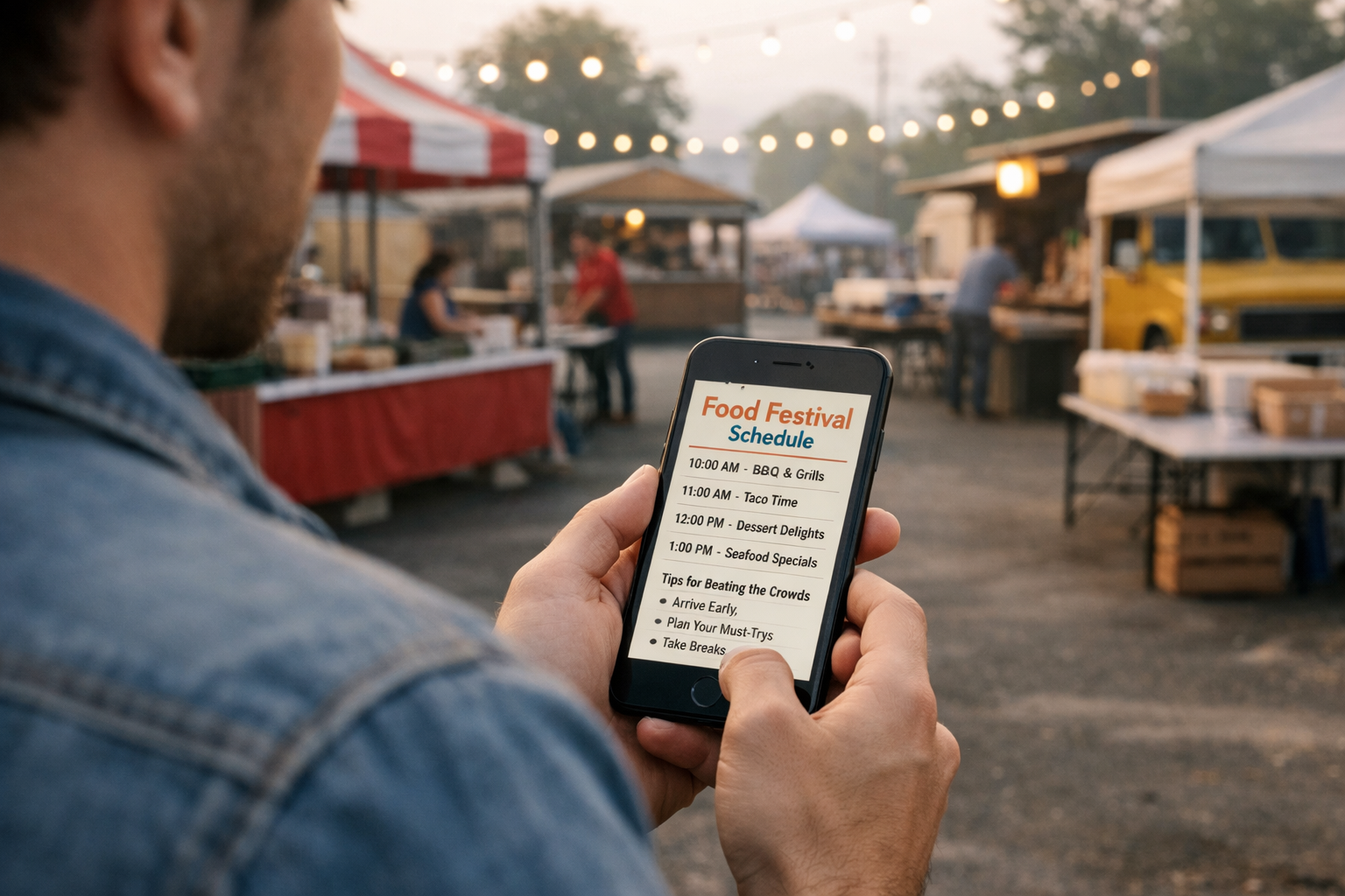 Festival alaninda sakin bir sabah saati gorunumu