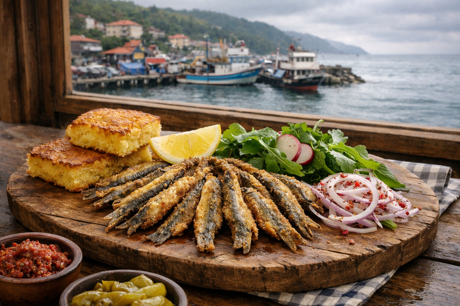 Karadeniz hamsi tavasi, misir ununda kizartilmis hamsi yemekleri