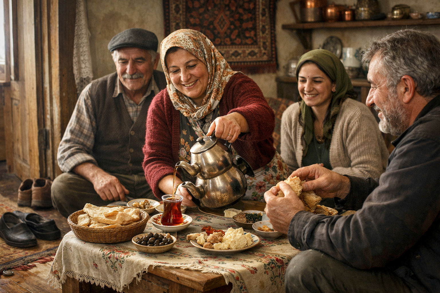 Festival ortaminda tezgahtarla sohbet eden bir ziyaretci
